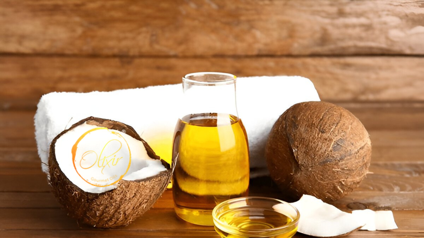 Cold pressed coconut oil with fresh coconuts