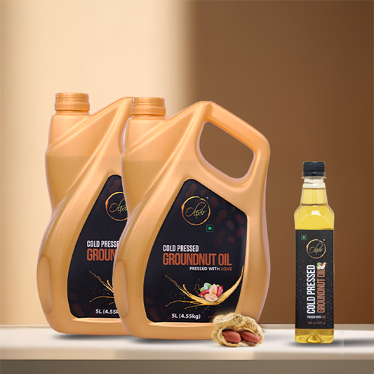 Cold Pressed Groundnut Oil (5 ltr) - Pack of 2 + Groundnut Oil 500 ML Free Combo